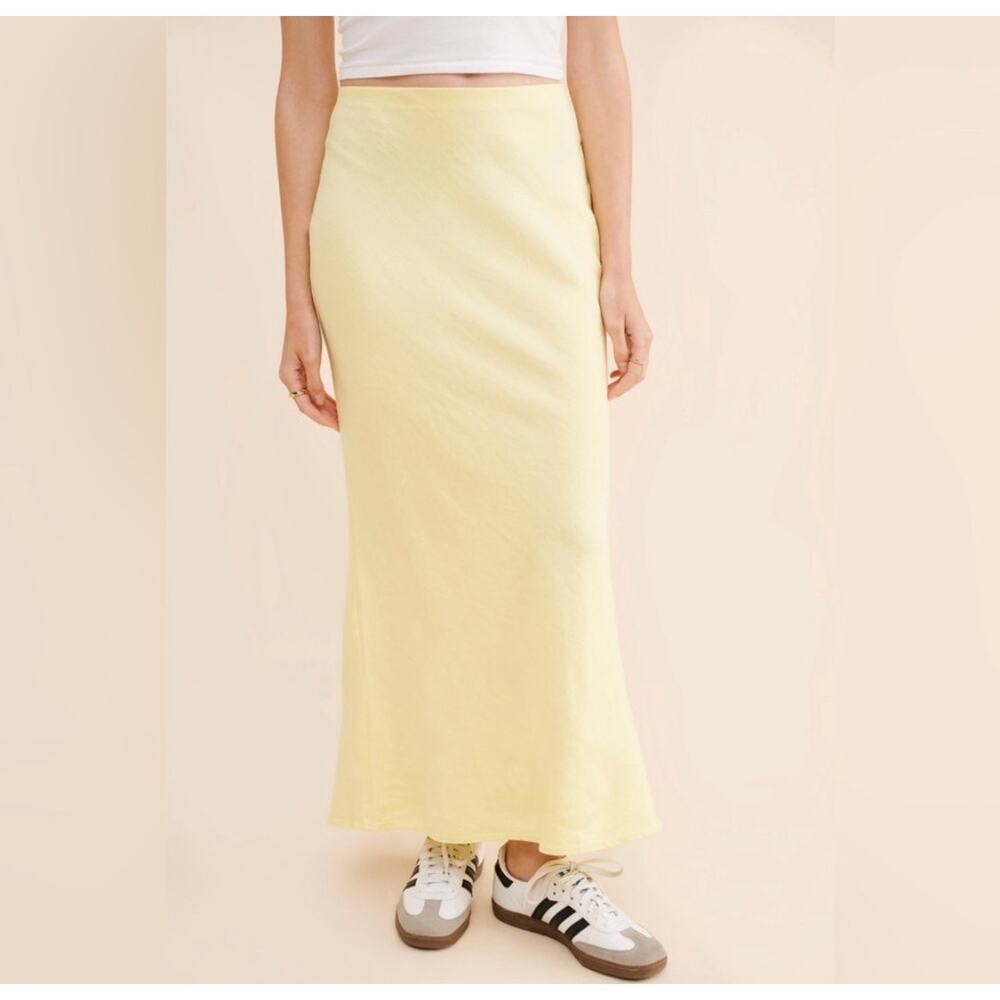 Anthropologie Pale Yellow Maxi Skirt